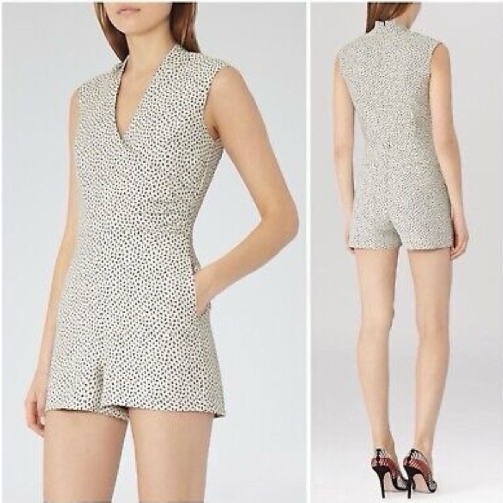 REISS Jeanette jacquard romper - Picture 3 of 8